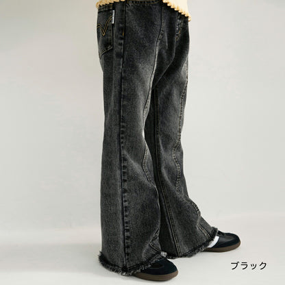 日本童裝 Branshes x Ou? by EDWIN 喇叭牛仔褲 90-150m 女童款 冬季 PANTS