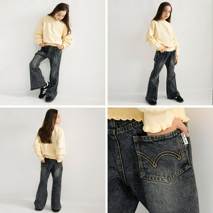 日本童裝 Branshes x Ou? by EDWIN 喇叭牛仔褲 90-150m 女童款 冬季 PANTS