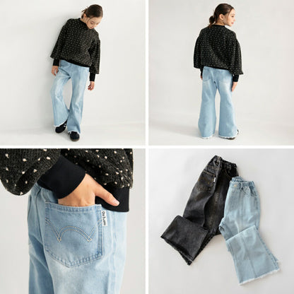 日本童裝 Branshes x Ou? by EDWIN 喇叭牛仔褲 90-150m 女童款 冬季 PANTS