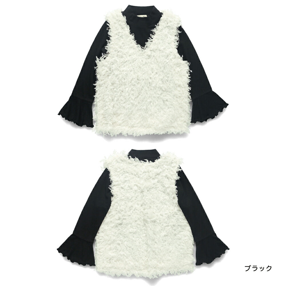 日本童裝 Branshes 毛絨背心上衣套裝 90-150m 女童款 冬季 TOPS