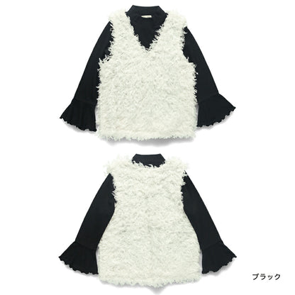 日本童裝 Branshes 毛絨背心上衣套裝 90-150m 女童款 冬季 TOPS