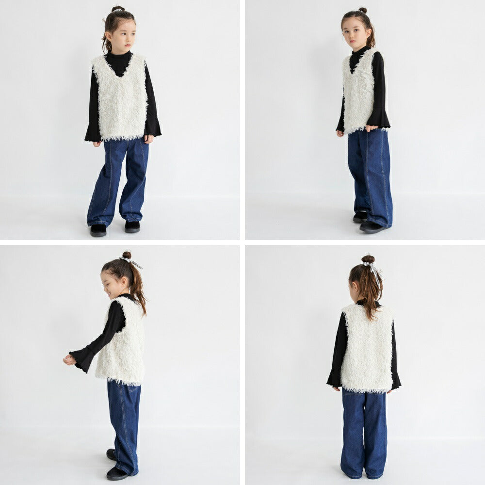 日本童裝 Branshes 毛絨背心上衣套裝 90-150m 女童款 冬季 TOPS