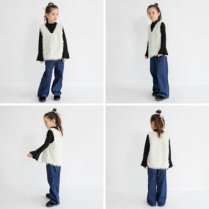 日本童裝 Branshes 毛絨背心上衣套裝 90-150m 女童款 冬季 TOPS