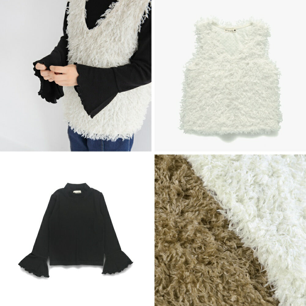 日本童裝 Branshes 毛絨背心上衣套裝 90-150m 女童款 冬季 TOPS