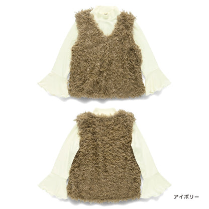 日本童裝 Branshes 毛絨背心上衣套裝 90-150m 女童款 冬季 TOPS