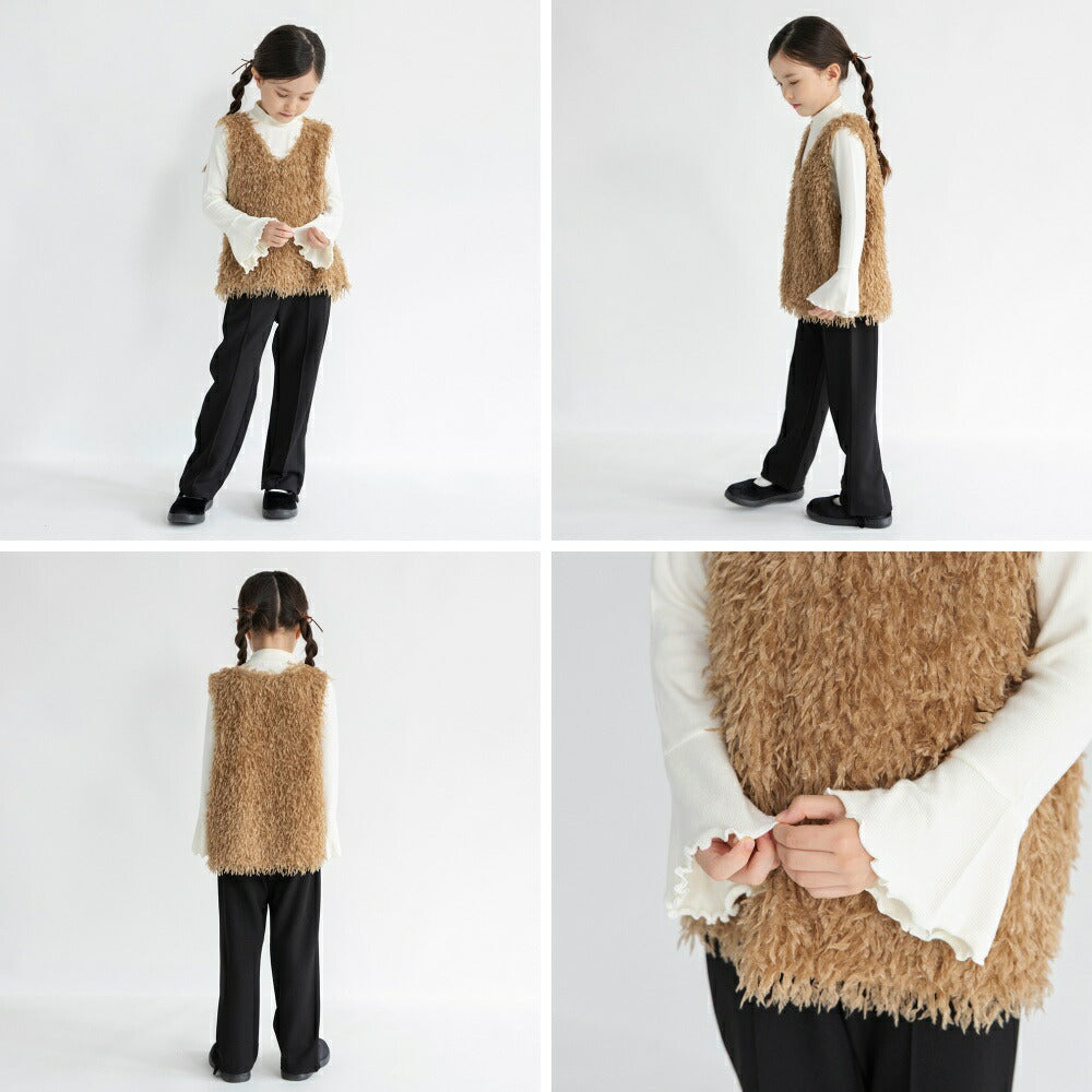 日本童裝 Branshes 毛絨背心上衣套裝 90-150m 女童款 冬季 TOPS