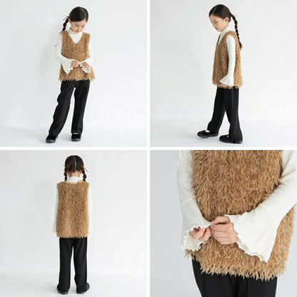 日本童裝 Branshes 毛絨背心上衣套裝 90-150m 女童款 冬季 TOPS