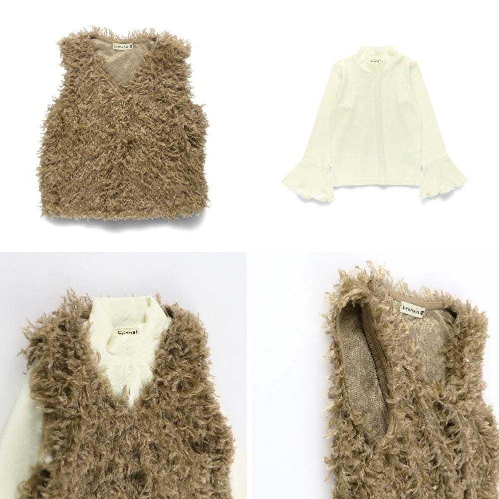 日本童裝 Branshes 毛絨背心上衣套裝 90-150m 女童款 冬季 TOPS