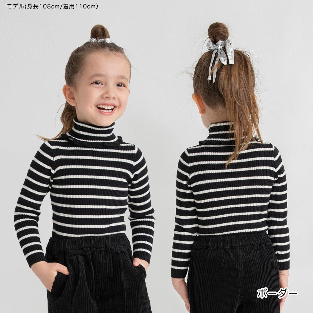 日本童裝 Branshes 高領針織毛衣 100-150m 女童款 冬季 TOPS 聖誕紅/新年紅