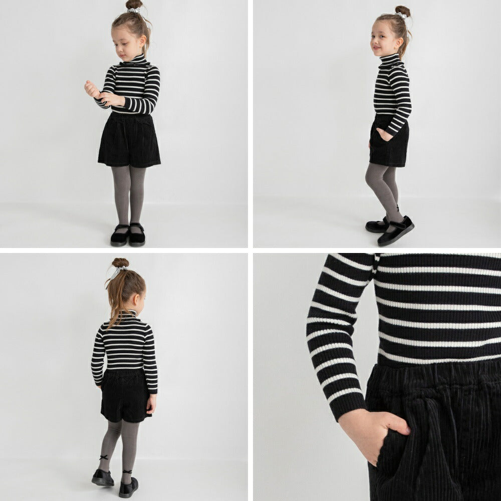 日本童裝 Branshes 高領針織毛衣 100-150m 女童款 冬季 TOPS 聖誕紅/新年紅