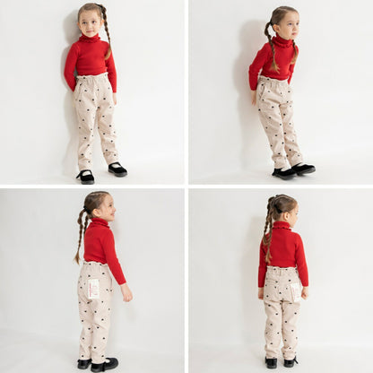 日本童裝 Branshes 高領針織毛衣 100-150m 女童款 冬季 TOPS 聖誕紅/新年紅