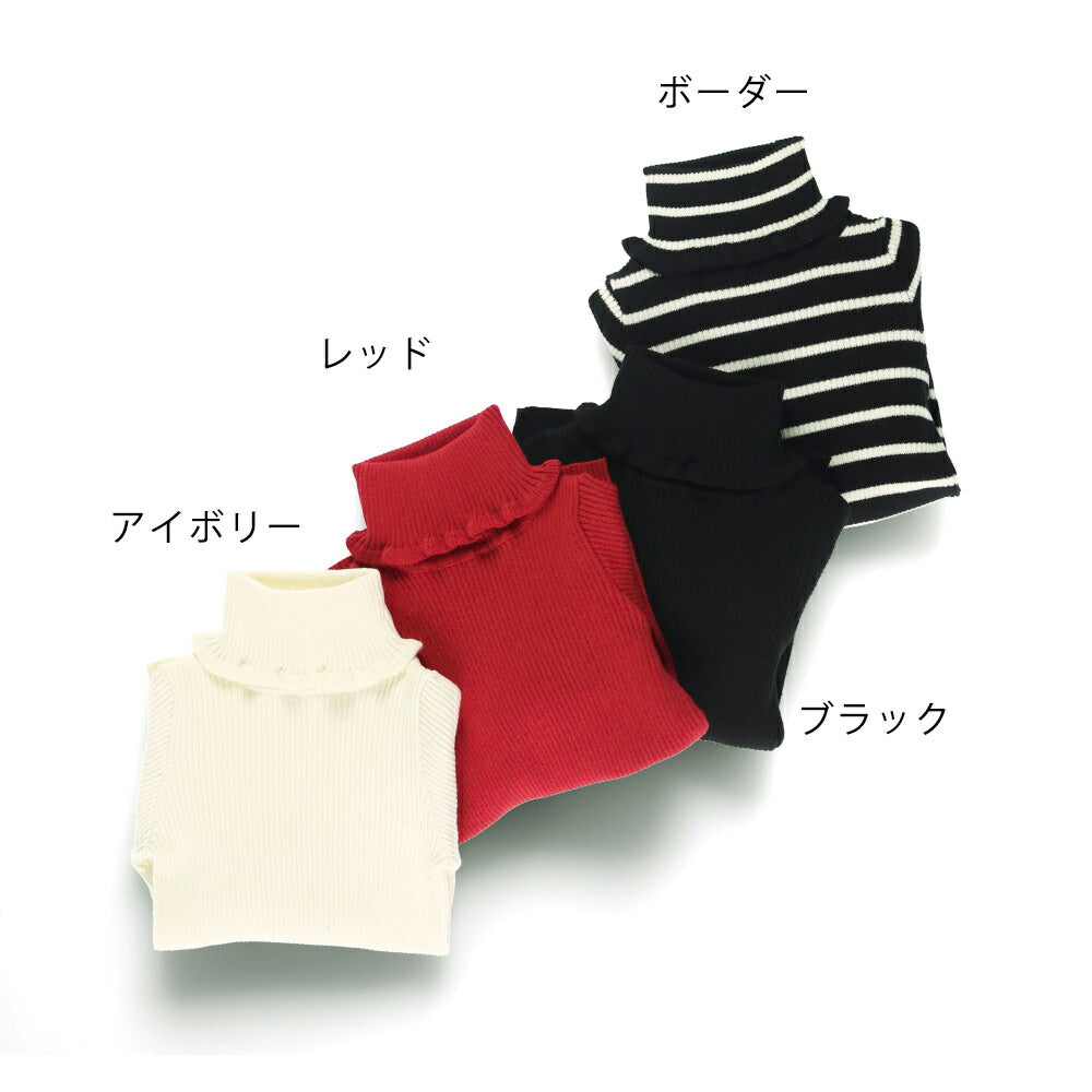 日本童裝 Branshes 高領針織毛衣 100-150m 女童款 冬季 TOPS 聖誕紅/新年紅