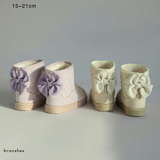 日本直送 Branshes 絎縫緞帶靴毛毛雪地鞋 15-19cm 鞋系列 其他品牌