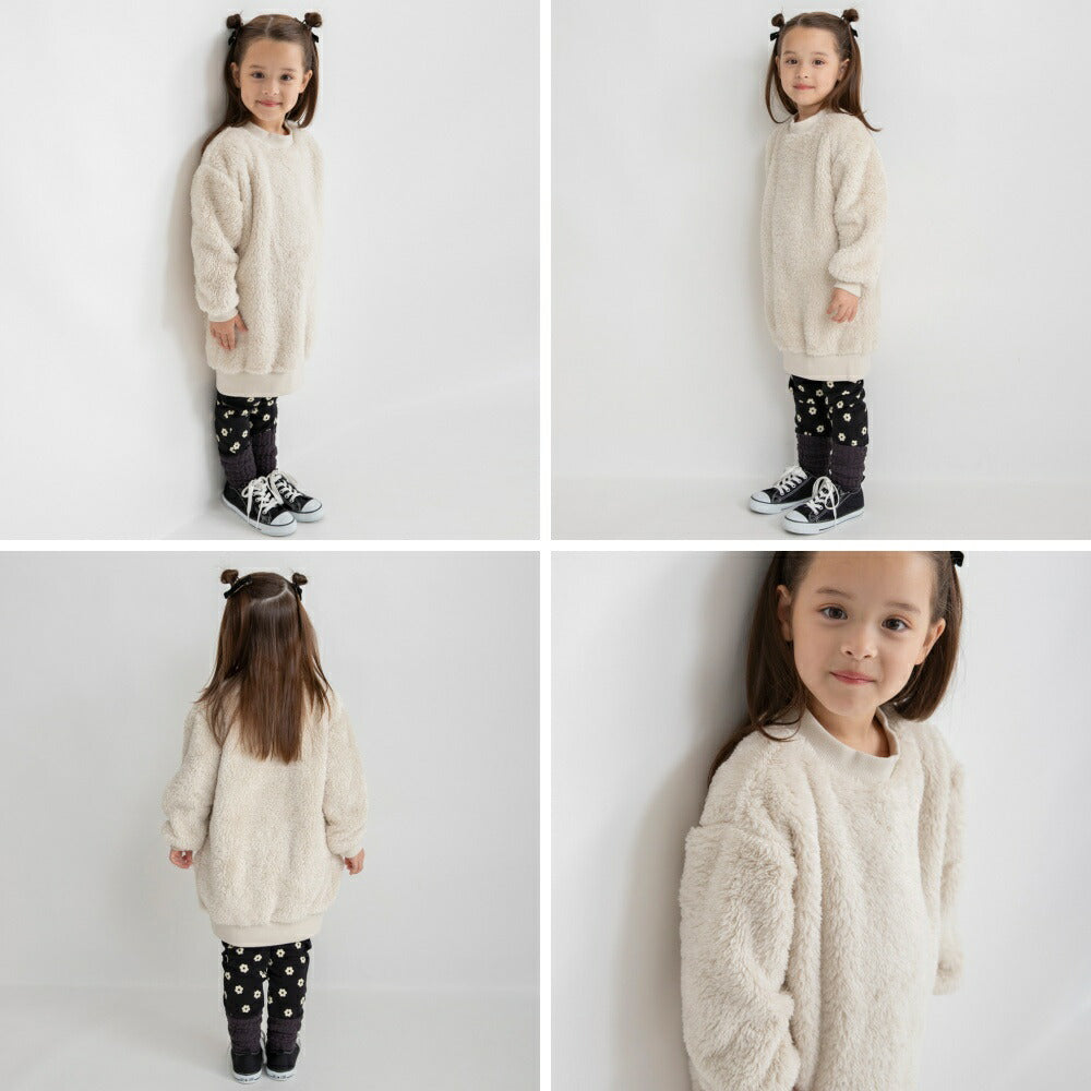 日本童裝 Branshes 毛毛衛衣裙 100-150cm 女童款 冬季 DRESSES