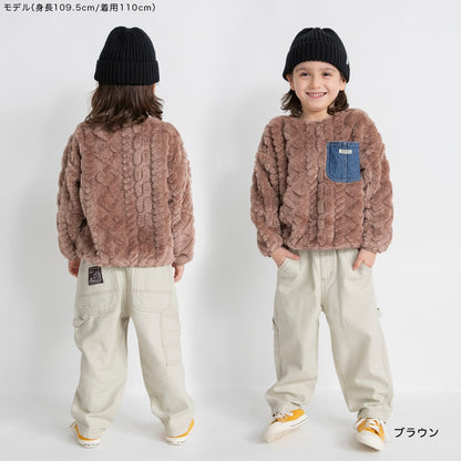 日本童裝 Branshes 毛毛牛仔口袋衛衣 80-150cm 男童款 冬季 TOPS