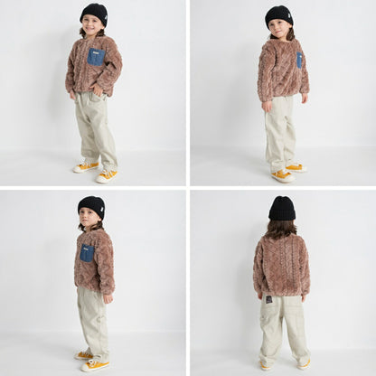 日本童裝 Branshes 毛毛牛仔口袋衛衣 80-150cm 男童款 冬季 TOPS