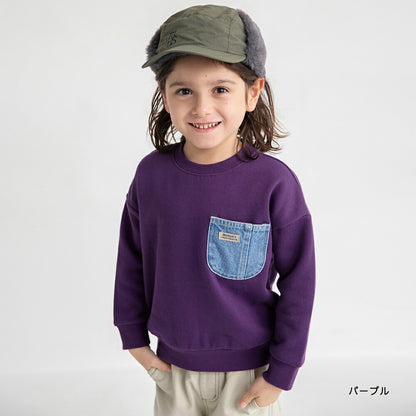 日本童裝 Branshes 抓毛牛仔口袋衛衣 80-160cm 男童款 冬季 TOPS