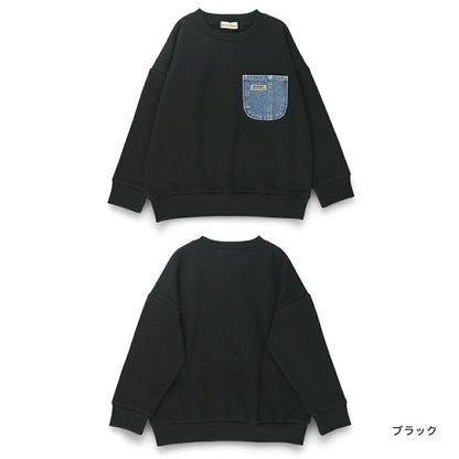 日本童裝 Branshes 抓毛牛仔口袋衛衣 80-160cm 男童款 冬季 TOPS