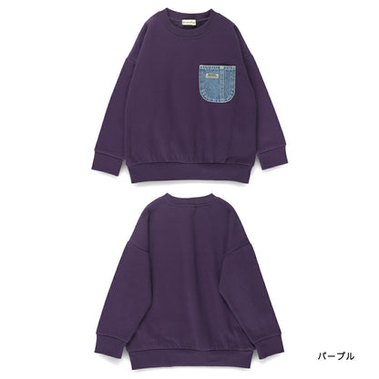 日本童裝 Branshes 抓毛牛仔口袋衛衣 80-160cm 男童款 冬季 TOPS