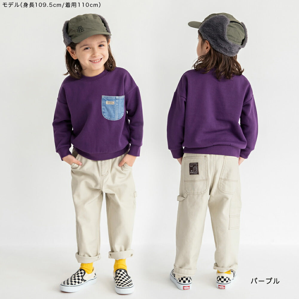 日本童裝 Branshes 抓毛牛仔口袋衛衣 80-160cm 男童款 冬季 TOPS