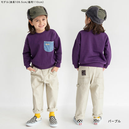 日本童裝 Branshes 抓毛牛仔口袋衛衣 80-160cm 男童款 冬季 TOPS