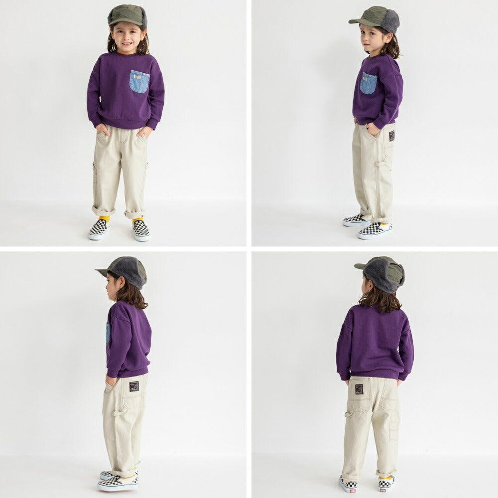 日本童裝 Branshes 抓毛牛仔口袋衛衣 80-160cm 男童款 冬季 TOPS