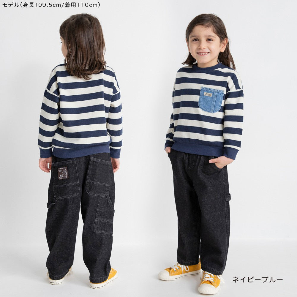 日本童裝 Branshes 抓毛牛仔口袋衛衣 80-160cm 男童款 冬季 TOPS