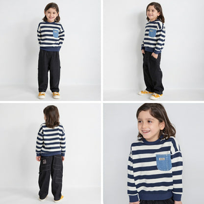 日本童裝 Branshes 抓毛牛仔口袋衛衣 80-160cm 男童款 冬季 TOPS