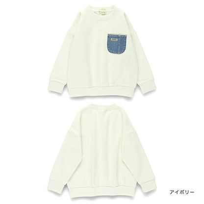 日本童裝 Branshes 抓毛牛仔口袋衛衣 80-160cm 男童款 冬季 TOPS