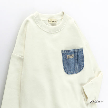 日本童裝 Branshes 抓毛牛仔口袋衛衣 80-160cm 男童款 冬季 TOPS