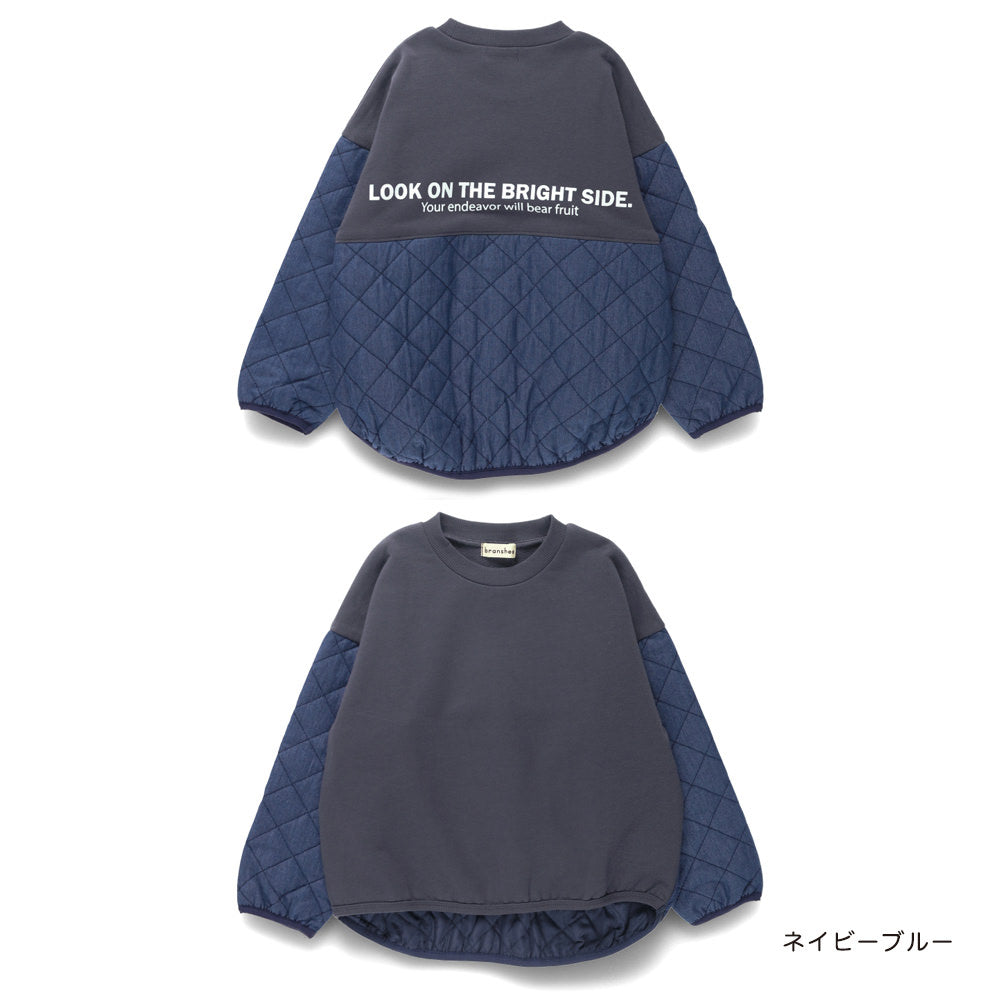 日本童裝 Branshes 菱形絎縫拼接衛衣 80-150cm 男童款 冬季 TOPS