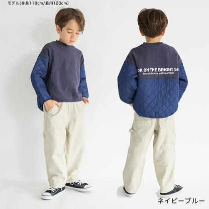 日本童裝 Branshes 菱形絎縫拼接衛衣 80-150cm 男童款 冬季 TOPS