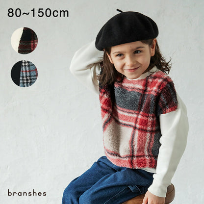 日本童裝 Branshes 抓毛毛毛拼接衛衣 80-150cm 男童款 冬季 TOPS