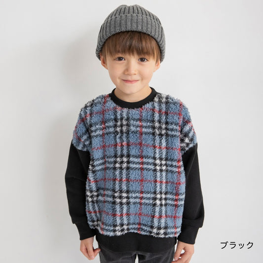 日本童裝 Branshes 抓毛毛毛拼接衛衣 80-150cm 男童款 冬季 TOPS