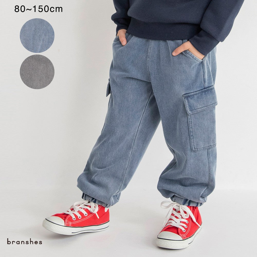 日本童裝 Branshes 抓毛牛仔工裝長褲 80-150cm 男童款 冬季 PANTS