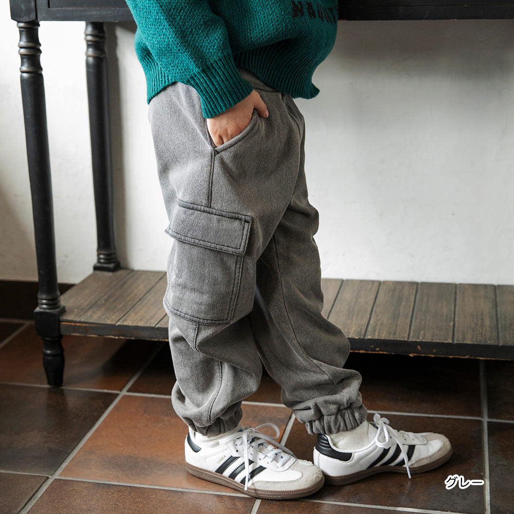 日本童裝 Branshes 抓毛牛仔工裝長褲 80-150cm 男童款 冬季 PANTS