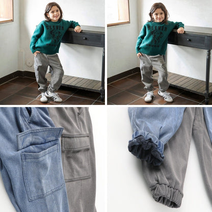 日本童裝 Branshes 抓毛牛仔工裝長褲 80-150cm 男童款 冬季 PANTS