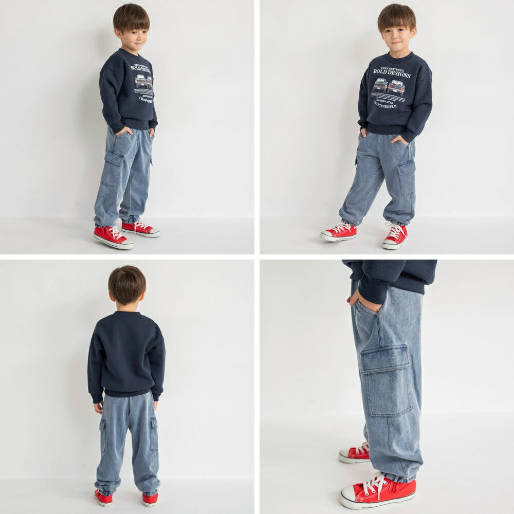 日本童裝 Branshes 抓毛牛仔工裝長褲 80-150cm 男童款 冬季 PANTS