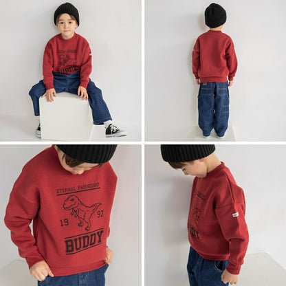 日本童裝 Branshes 抓毛衛衣 80-130cm 男童款 冬季 TOPS 聖誕紅/新年紅