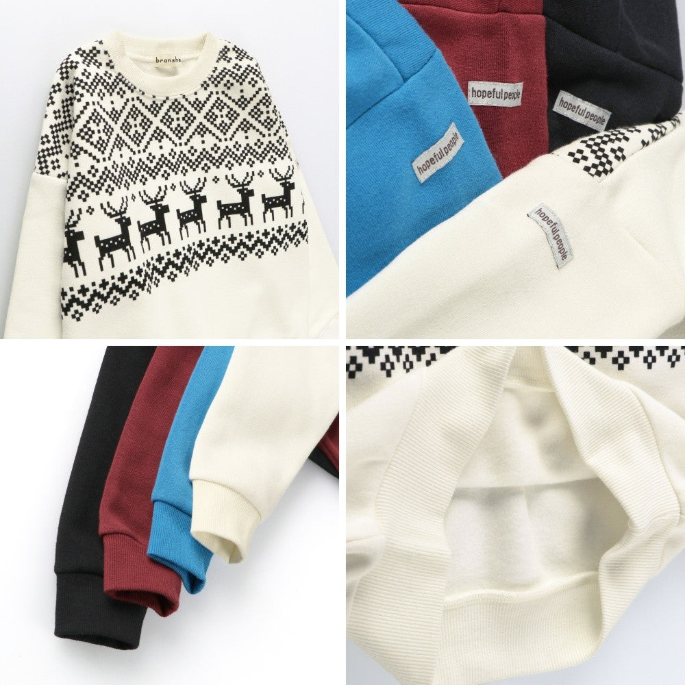 日本童裝 Branshes 抓毛衛衣 80-130cm 男童款 冬季 TOPS 聖誕紅/新年紅