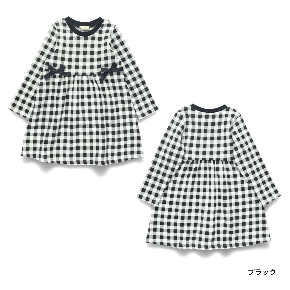 日本童裝 Branshes 抓毛收腰蝴蝶結連身裙 80-150cm 女童款 冬季 DRESSES