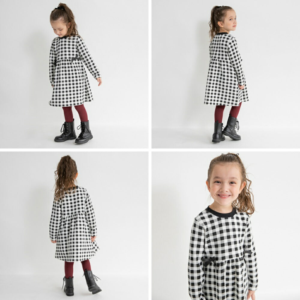 日本童裝 Branshes 抓毛收腰蝴蝶結連身裙 80-150cm 女童款 冬季 DRESSES