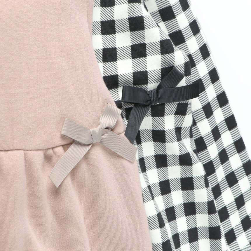 日本童裝 Branshes 抓毛收腰蝴蝶結連身裙 80-150cm 女童款 冬季 DRESSES