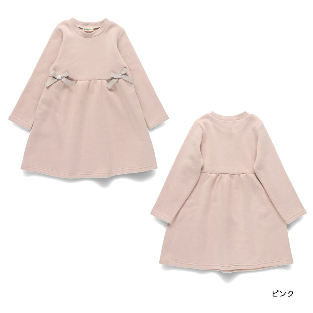 日本童裝 Branshes 抓毛收腰蝴蝶結連身裙 80-150cm 女童款 冬季 DRESSES