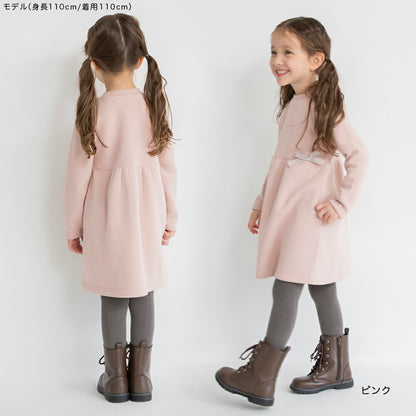 日本童裝 Branshes 抓毛收腰蝴蝶結連身裙 80-150cm 女童款 冬季 DRESSES