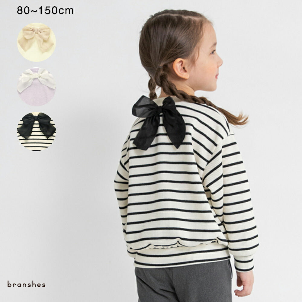 日本童裝 Branshes 緞帶針織上衣 80-150cm 女童款 冬季 TOPS