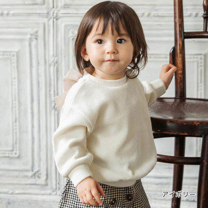 日本童裝 Branshes 緞帶針織上衣 80-150cm 女童款 冬季 TOPS