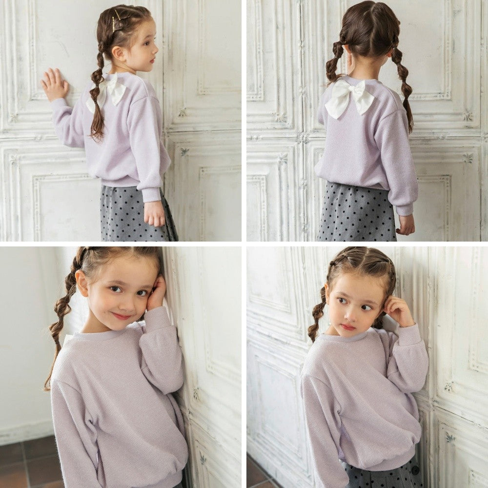 日本童裝 Branshes 緞帶針織上衣 80-150cm 女童款 冬季 TOPS