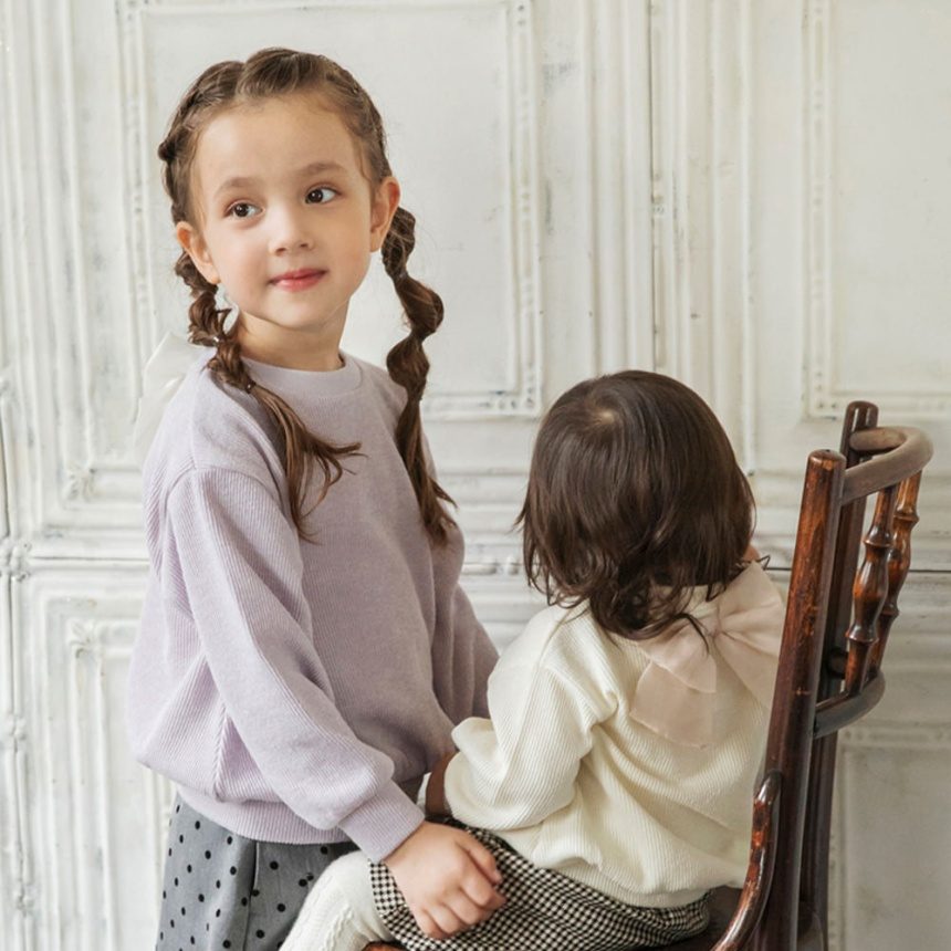 日本童裝 Branshes 緞帶針織上衣 80-150cm 女童款 冬季 TOPS