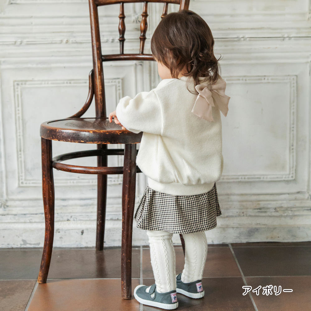 日本童裝 Branshes 緞帶針織上衣 80-150cm 女童款 冬季 TOPS